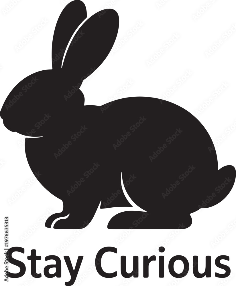 Fototapeta premium Rabbit silhouette vector different style on white background