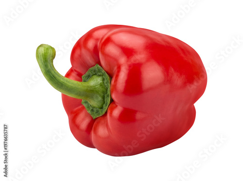 Fresh Red Bell Pepper Isolated on Transparent Background