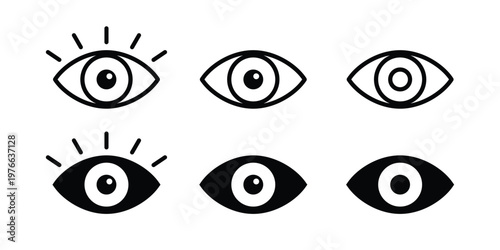 Eye icon set. Eyesight symbol. Retina scan eye icons. Eye silhouette. Simple eyes collection. Eyesight pictogram