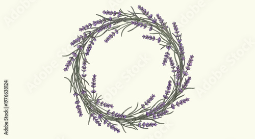 Lavender floral wreath decoration purple flowers.