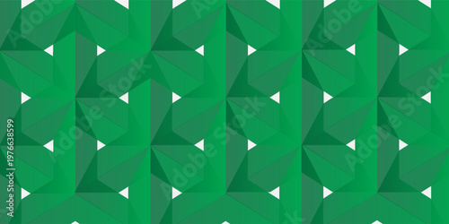 Green Geometric Abstract Pattern with Triangles and 3D Effect