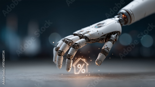 Robotic Hand and Home Icon:...
