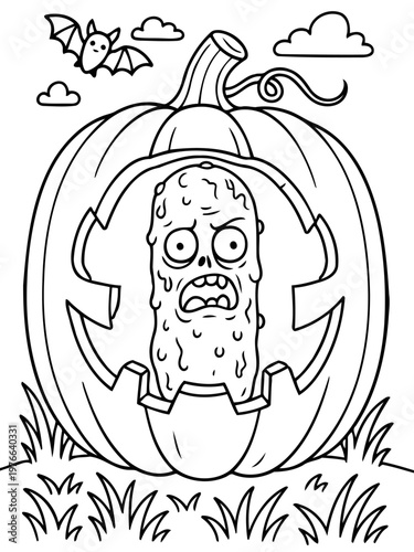 Spooky Pickle Halloween Illustration
