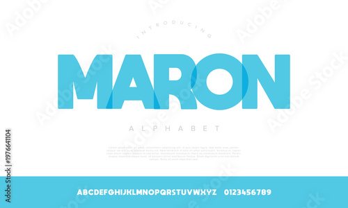 Maron heavy bold sans serif alphabet font with transparent overlap effect for creative poster branding