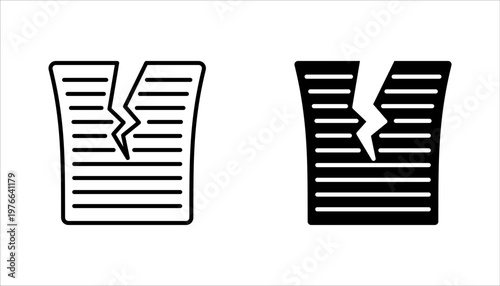 Torn documentation icon set. Torn file icon. vector illustration on white background