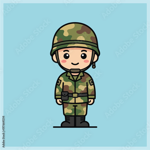 Soldier in Camouflage Uniform.