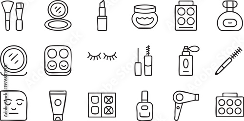 Modern Beauty and Makeup Icons for Cosmetic and Fashion Concepts
