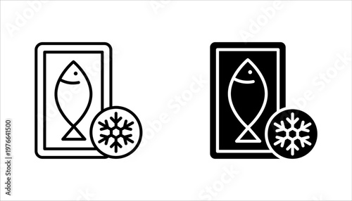 Frozen food line icon set. Frozen products outline vector illustration on white background