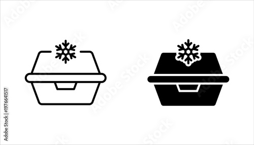 Frozen food line icon set. Frozen products outline vector illustration on white background