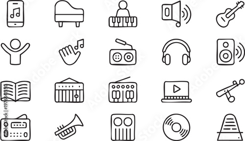 Sound and Music Vector Icons for Media and Audio Production