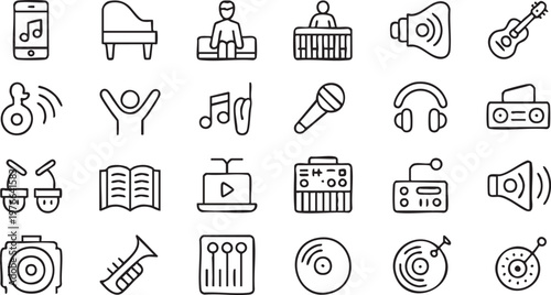 Modern Music and Audio Icons for Streaming and Entertainment Apps