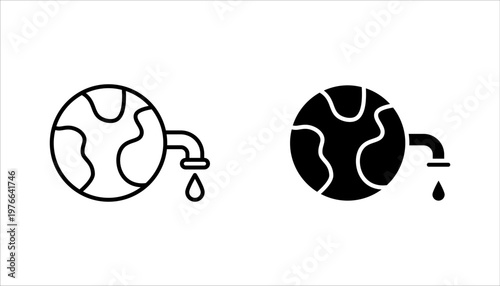World Water Day icon set, vector illustration on white background