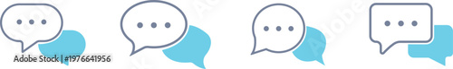 Chat message icon set collection group communication conversation speech bubble talk dialog messaging interface support contact online help social media flat vector design isolated.