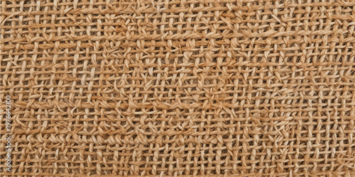 A macro closeup of a rough brown woven basket texture reveals a detailed beige fiber pattern resembling burlap and linen textile material
