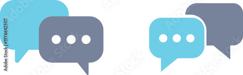 Chat message icon set collection group communication conversation speech bubble talk dialog messaging interface support contact online help social media flat vector design isolated.