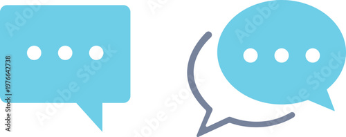 Chat message icon set collection group communication conversation speech bubble talk dialog messaging interface support contact online help social media flat vector design isolated.