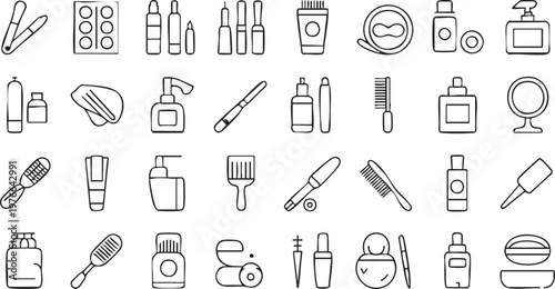 Makeup and Haircare Vector Icons for Beauty and Fashion Concepts