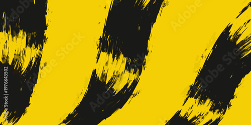 Obraz na płótnie Bold black brushstrokes dramatically contrast a vibrant yellow background