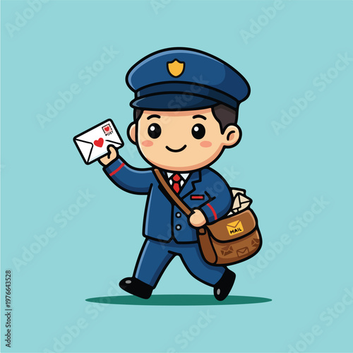 Cartoon postal worker delivering mail.