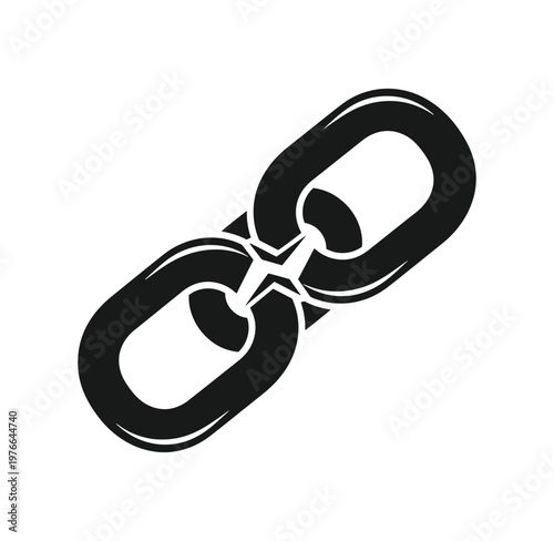 Broken chain link icon with cracked middle section on white background