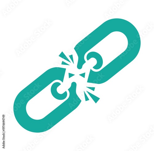 broken chain link icon with cracked effect on white background