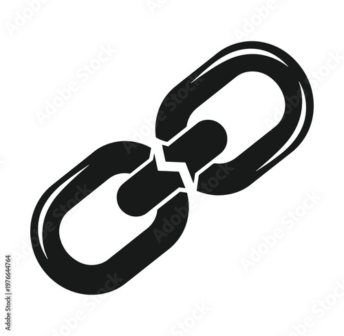 broken chain link symbol on white background