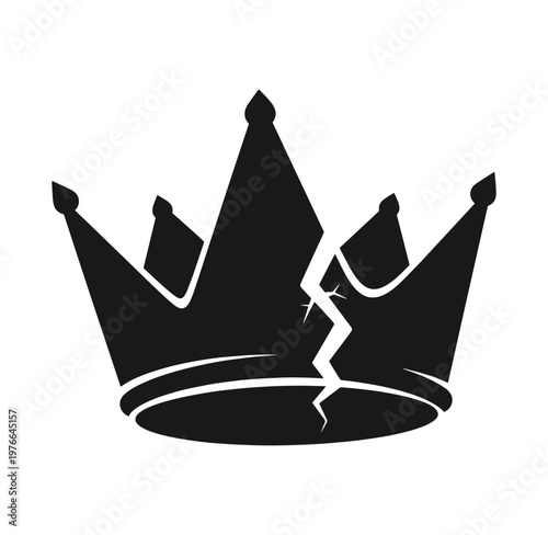 Cracked crown icon symbolizing loss of power or royalty  broken king crown