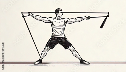 Man exercising with resistance bands for fitness.