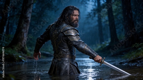 Warrior in Forest Stream