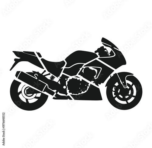 black motorcycle silhouette on white background