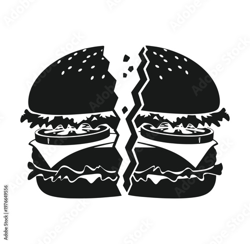 brokenburgericonwith sesameseedsonbun