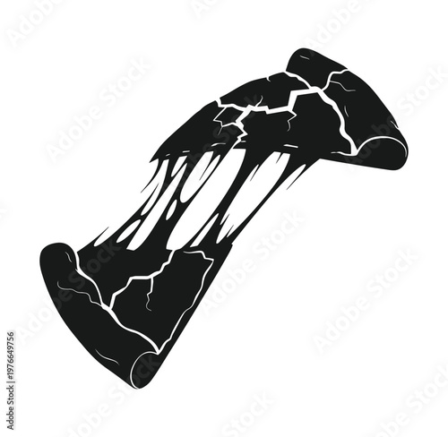 Cracked bone illustration isolated on transparent background