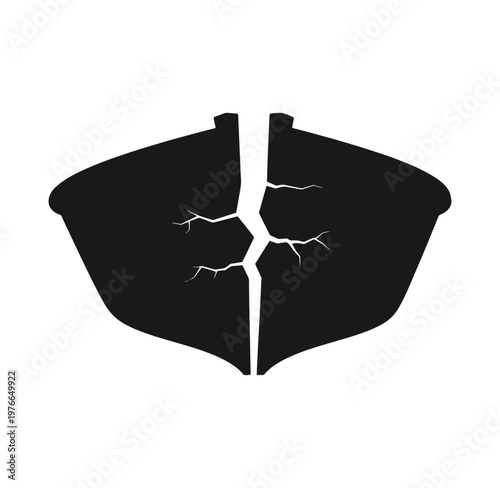 cracked concrete or stone fragment broken apart in two pieces