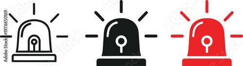 Emergency siren light vector icon set for police car, ambulance, and fire truck alert signals