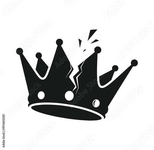 Crown with crack symbolizing loss of power or royalty  broken king crown icon