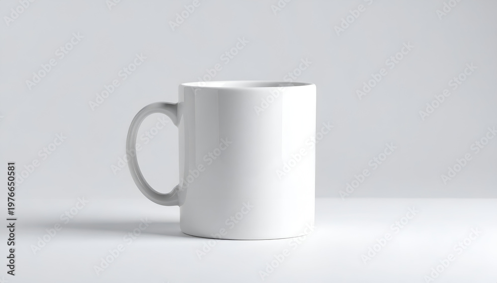 Obraz premium White ceramic coffee mug on table.