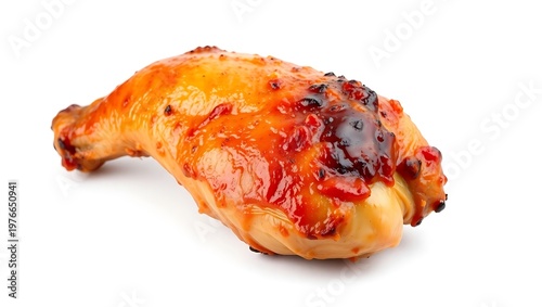 Isolated Ayam Bakar leg quarter on white background, high-resolution studio lighting, clear detail of char marks and glaze, no utensils