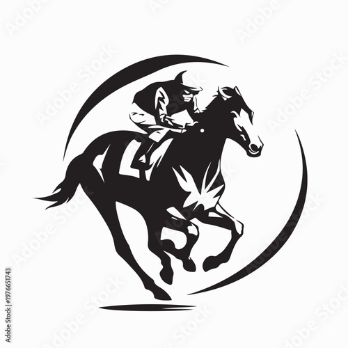 Elegant Equestrian Racing Club Logo With Jockey Silhouette Vector