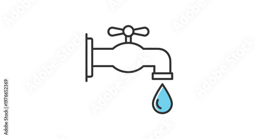 A simple line drawing of a dripping faucet.
