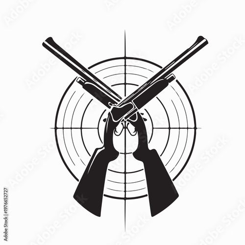 Hunting Equipment Vector Illustration With Shotguns And Target