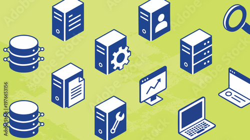 IT Infrastructure and Software Development Isometric Icon Set for Tech Solutions