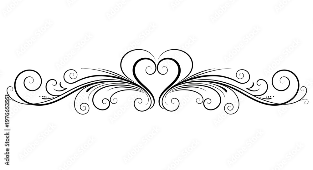 Fototapeta premium Heart shaped ornamental design element.