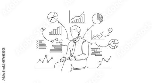 Businessman Analyzing Financial Data Charts.