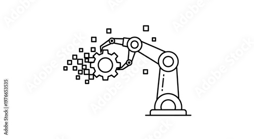 Industrial robotic arm with gear.