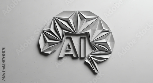 AI brain concept with polygonal design
