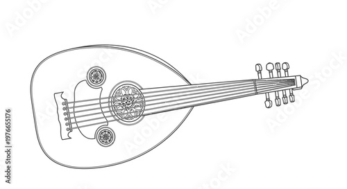 Mandolin Instrument Line Art Illustration