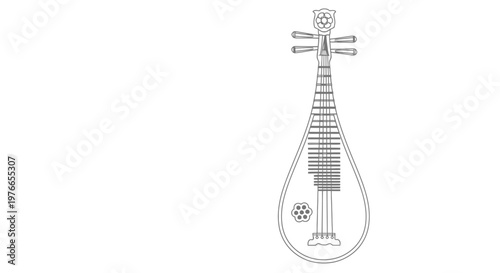 Sitar Indian classical music instrument vector illustration