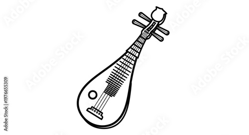 Traditional Indian Tanpura String Instrument Illustration