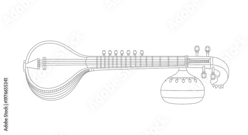 Sitar musical instrument traditional Indian stringed sitar