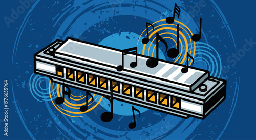 Harmonica Music Instrument Vector Illustration